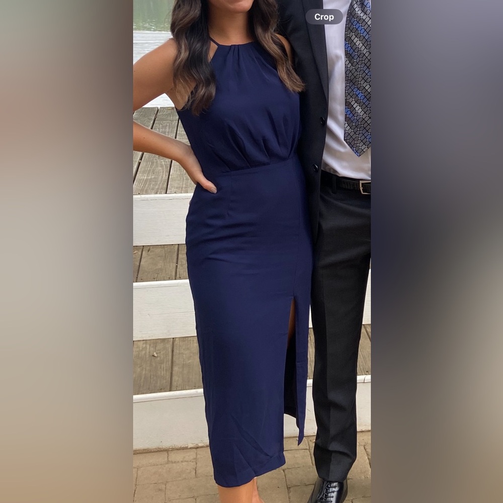 Lulus midi navy dress with slit size XS worn once